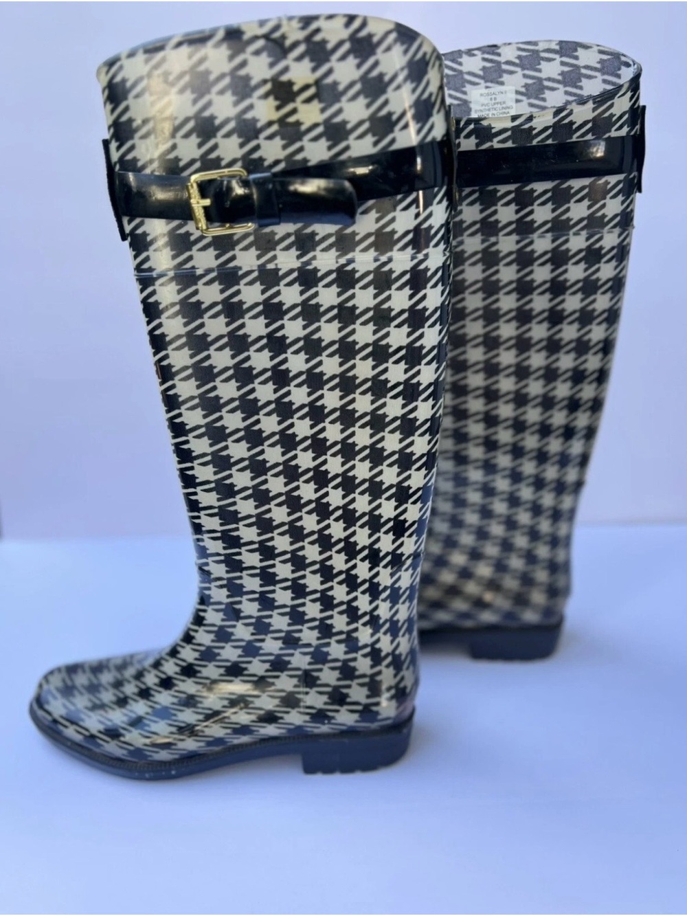 Ralph Lauren Tall Rain Boots - Black & White